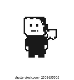 Carácter de 8 bits de estilo de arte de píxeles. Ilustración vectorial aislada