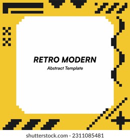 Pixel Art style Acid Modern frame Template Illustration, futuristic yellow