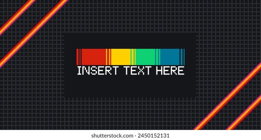 Pixel Art Style Black Background with Grid and Red Slash Beam at Corner