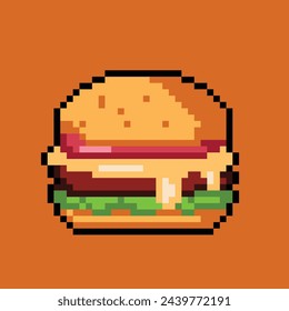 Pixel art style burger illustration