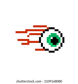Pixel art style cartoon vector, eye floating character from a video game