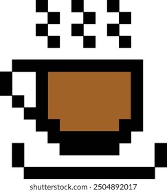 Pixel Art Style Taza de icono de café caliente