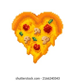 Pixel art style delicious pizza slices