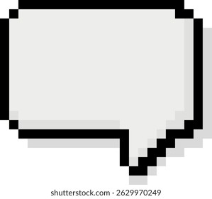 Pixel art style dialog cloud or speech bubble icon isolated on transparent background. Retro 8-bit chat box for games and apps.