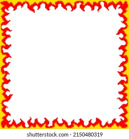 Pixel art style fire frame illustration.