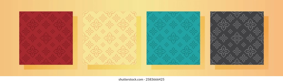the pixel art style flower pattern