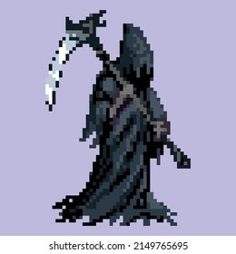 pixel art style grim reaper character