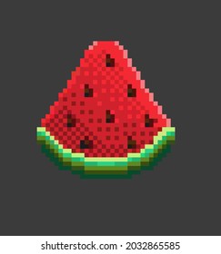 pixel art style icon watermelon. vector illustration