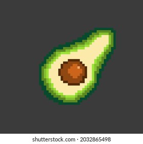 pixel art style icons avocado . vector illustration
