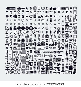 pixel art style icons set, various vector illustrations.