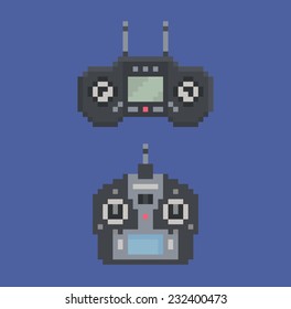 pixel art style illustration of remote control radio controller