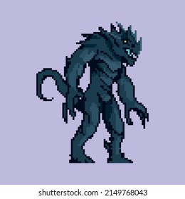 pixel art style lizard character
