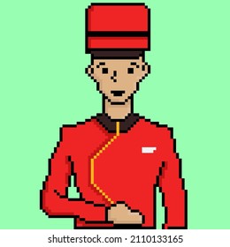 Pixel art style man chef illustration. Element design for logo, stickers, web, embroidery and mobile app. Pixel art icon. Isolated vector illustration. 8-bit sprite
