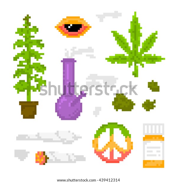 Image Vectorielle De Stock De Pixel Art Style Marijuana