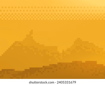 Pixel Art Style Mars Landscape Illustration with Light Fog