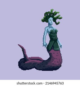 pixel art style Medusa character