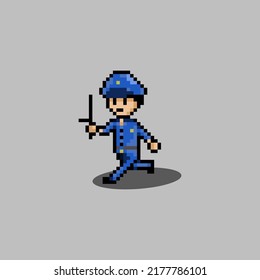 pixel art style, old videogames style, retro style 18 bit police vector
