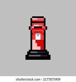 estilo de arte de píxeles, estilo de videojuegos antiguo, estilo retro buzón rojo de 18 bits 