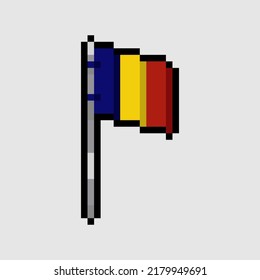 pixel art style, old videogames style, retro style 18 bit Romaina flag vector