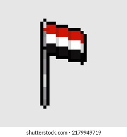 estilo de arte de píxeles, estilo de videojuegos antiguos, estilo retro vectores de bandera de Yemen de 18 bits