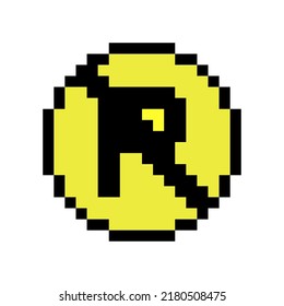 estilo de arte de píxeles, estilo de videojuegos antiguo, símbolo de estilo retro de 18 bits sin vector de aparcamiento