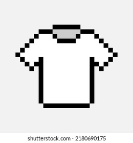 pixel art style, old videogames style, retro style 18 bit white t shirt vector