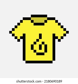 pixel art style, old videogames style, retro style 18 bit yellow uzumaki t shirt vector