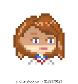pixel art style, old videogames style, retro style 18 bit cute chibi school girl with disgusting expression for twitch or discord vector