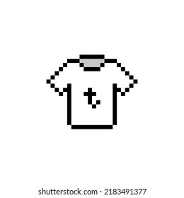 pixel art style, old videogames style, retro style 18 bit white letter T t shirt vector