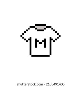 pixel art style, old videogames style, retro style 18 bit white letter M t shirt vector