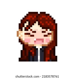 pixel art style, old videogames style, retro style 18 bit cute chibi female office worker with tsundere expression for twitch or discord vector