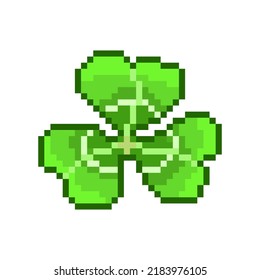 pixel art style, old videogames style, retro style 18 bit three leaf clover vector