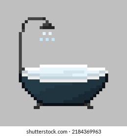 pixel art style, old videogames style, retro style 18 bit bathub pixel