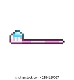 Pixel Art Style, Old Videogames Style, Retro Style 18 Bit Toothbrush With Pasta Vector