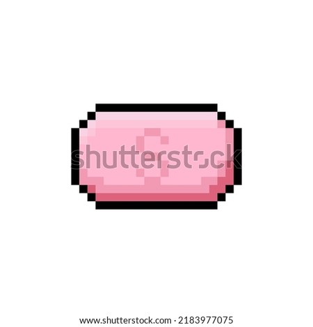 pixel art style, old videogames style, retro style 18 bit pink soap with letter s vector