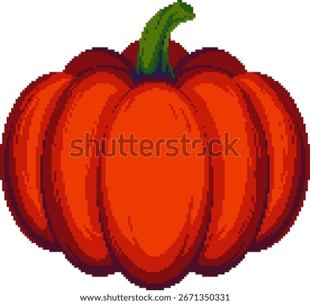 Pixel art style orange pumpkin isolated on white background, vector illustration.