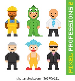 Pixel art style professions vector set 2