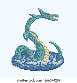 Pixel Art Style Sea Dragon