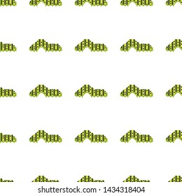 Pixel art style. Seamless background. Cute caterpillars on white background. Vector illustration for card,website, poster, textile print etc.
