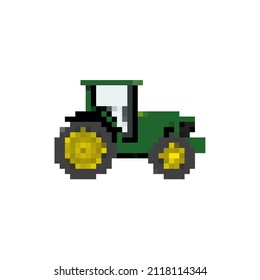 Pixel art style of tractor illustration.