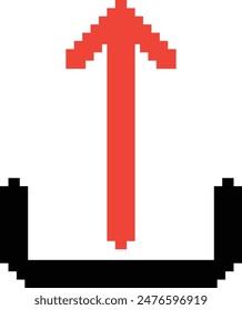 pixel art style upload icon button, upload icon button