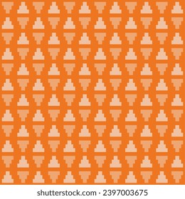 Pixel Art Style Upside Down Triangles Pattern Background, Orange