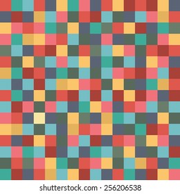 Pixel art style vector background with a flat design color theme