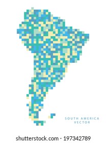 A pixel art style vector of South America
