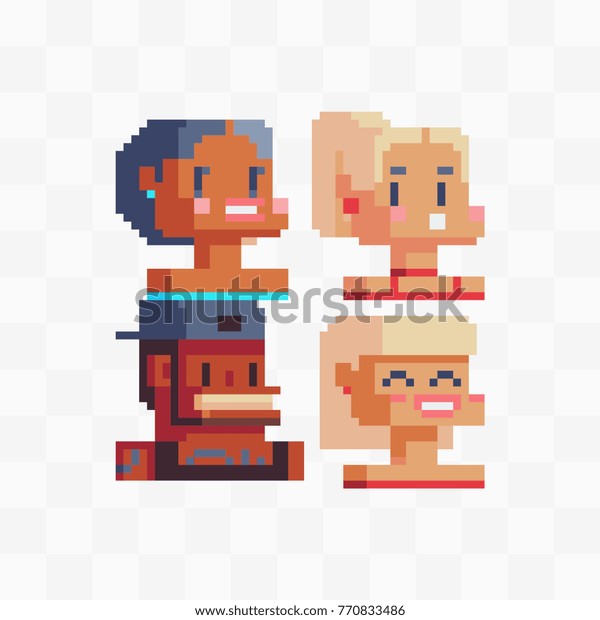 Pixel Art Style Video Game Characters Stock Vector (Royalty Free ...