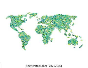 A pixel art style world map vector isolated over white