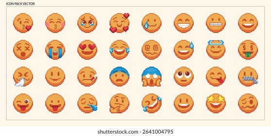 
Pixel Art Style Yellow Emojis with Expressive Faces for Digital Communication