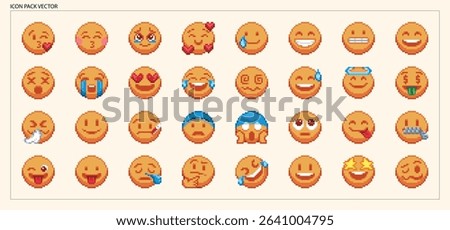 
Pixel Art Style Yellow Emojis with Expressive Faces for Digital Communication