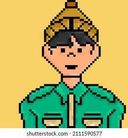 Estilo de arte pixel Ilustración de avatar de joven. Diseño de elementos para logotipo, stickers, web, bordado y aplicación móvil. Icono de arte de píxeles. Ilustración vectorial aislada. Sprite de 8 bits
