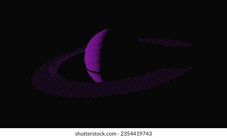 Pixel Art Stylized Saturn Planet with Rings. Retrowave Synthwave Cyberpunk Planet Space Background. Universe and Space Travel Concept. Minimal Pixel Art Style Vector Space Illustration.